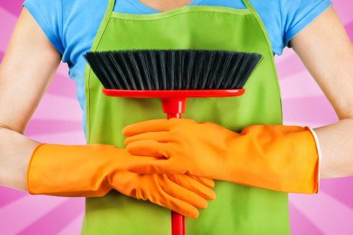 Close-up of professional carpet cleaning process on a textile surface